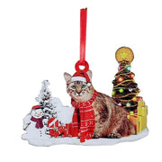 Hand-Painting Wooden Christmas Cat Cute Hanging Ornament