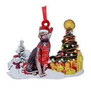 Hand-Painting Wooden Christmas Cat Cute Hanging Ornament