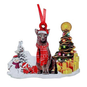 Hand-Painting Wooden Christmas Cat Cute Hanging Ornament