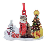 Hand-Painting Wooden Christmas Cat Cute Hanging Ornament