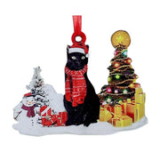 Hand-Painting Wooden Christmas Cat Cute Hanging Ornament