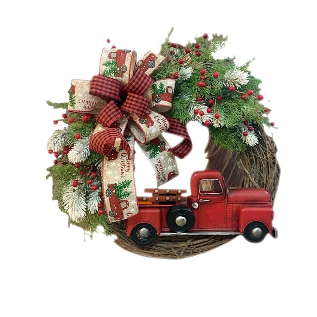 Red Truck Christmas Wreath Window Front Door Decoration