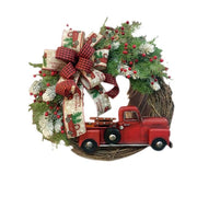 Red Truck Christmas Wreath Window Front Door Decoration
