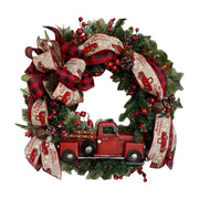 Red Truck Christmas Wreath Window Front Door Decoration