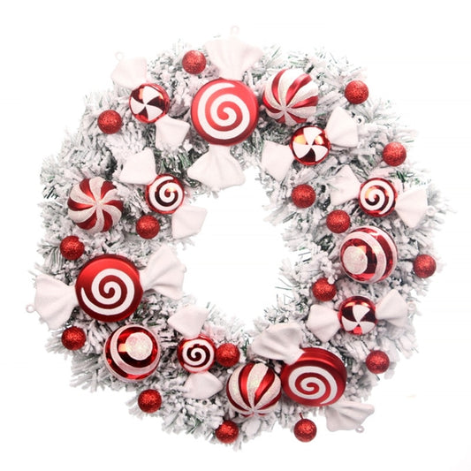 Artificial Christmas Wreath with Candy Decorative Garland