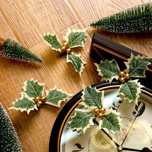 Christmas Artificial Leaves With Berry Stamen DIY Garland