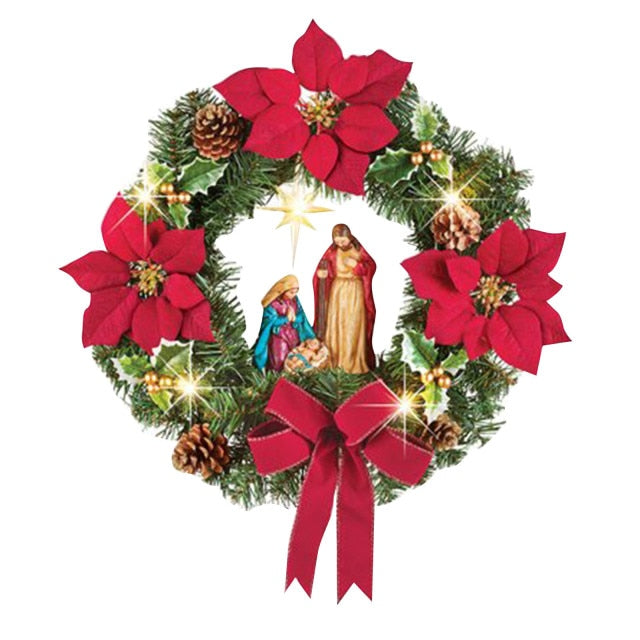 Acrylic Glittering Joseph Mary Jesus Wreath