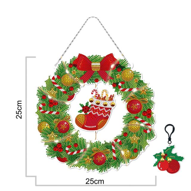 Christmas LED Light Special Shaped Diamond Mosaic Wreath