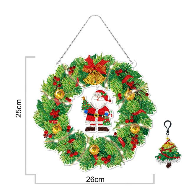 Christmas LED Light Special Shaped Diamond Mosaic Wreath