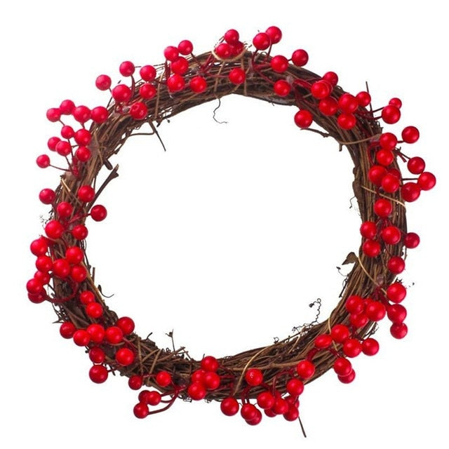 Christmas Door Wreath With Red Berries