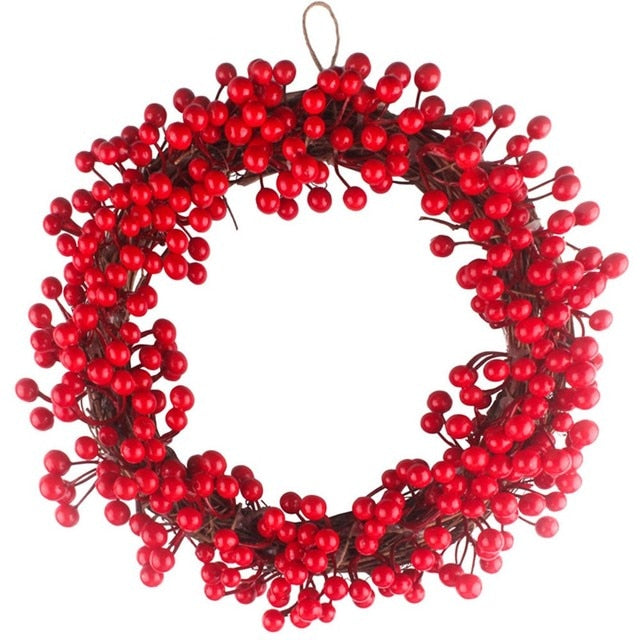 Christmas Door Wreath With Red Berries