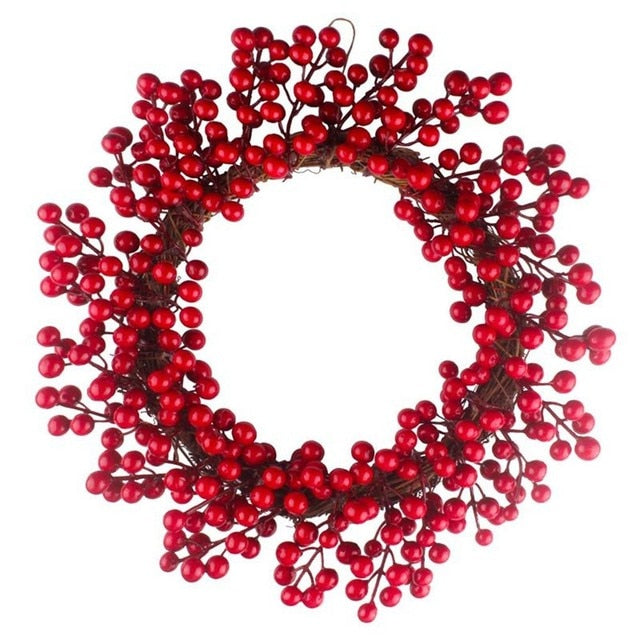 Christmas Door Wreath With Red Berries