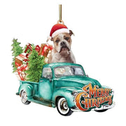 Dog on car Christmas Ornament