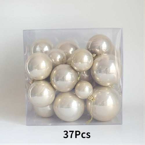 Nordic Baby Blue Pearlescent Champagne Golden Christmas Ball Ornament
