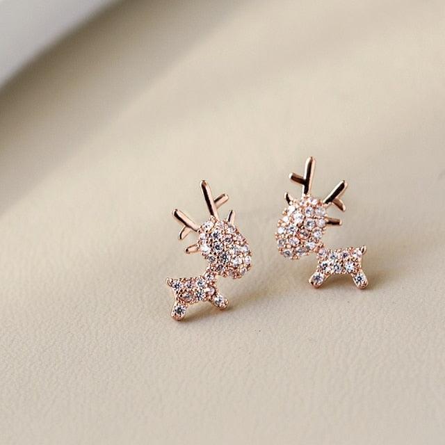 Snowflake Elk Deer Drop Earring Merry Christmas