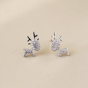 Snowflake Elk Deer Drop Earring Merry Christmas