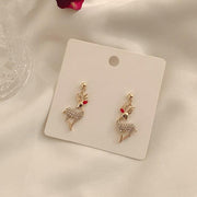 Snowflake Elk Deer Drop Earring Merry Christmas