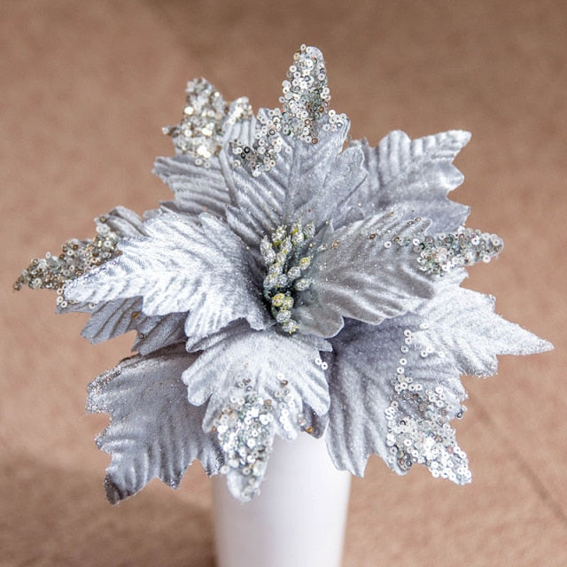 Large 25cm Artificial Flowers for Christmas Decor