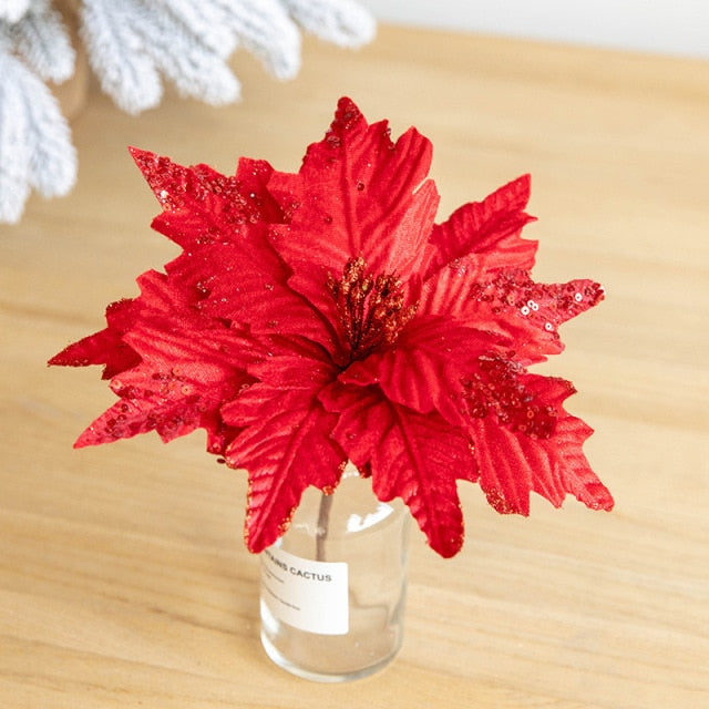 Large 25cm Artificial Flowers for Christmas Decor