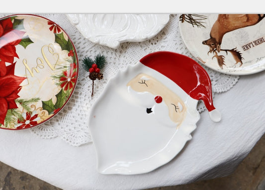 Christmas Series Dinner Plate Household Ceramic Tableware Plate 8inch Santa's Elk Main Dish Plate