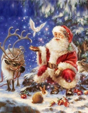 Modern Christmas Tree Christmas Elk Snowman Santa Canvas Painting