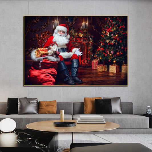 Christmas Santa Claus Gift Picture Canvas Painting For Living Room