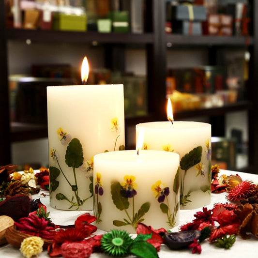 Handmade Dried Flower Pillar Scented Candle