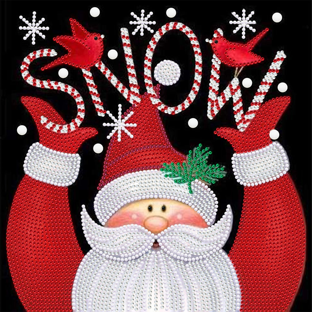 Snow Written Santa Calus Rhinestone Mosaic Diamond Embroidery