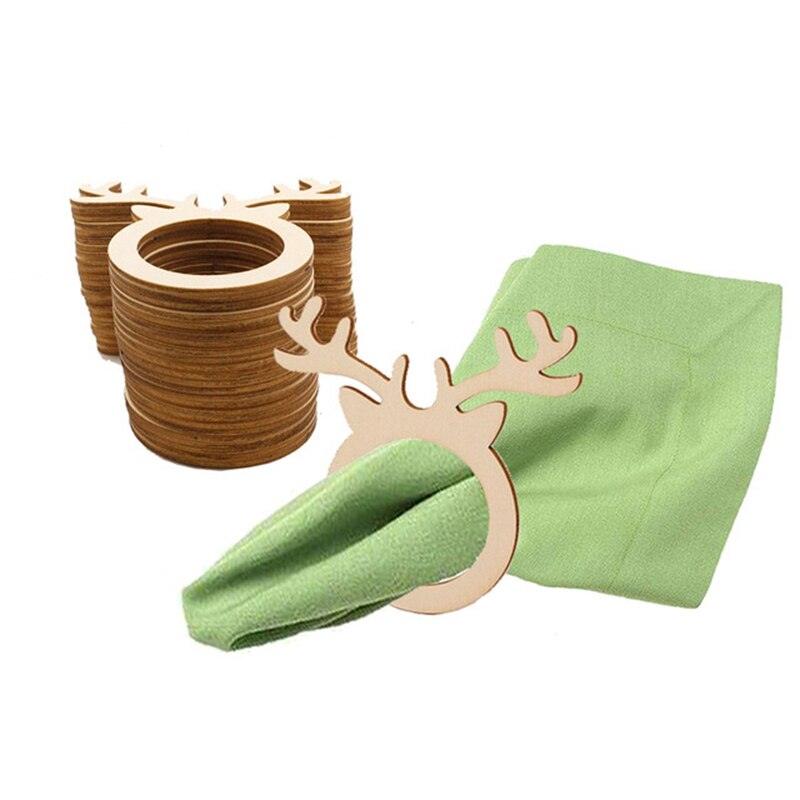 10PCS Wooden Christmas Elk Napkin Ring