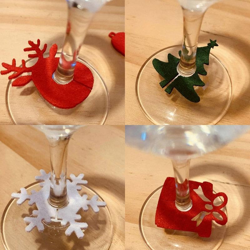 10pcs Felt Wine Cup Glass Ring Card Christmas Home Decoration - Christmas Trees USA