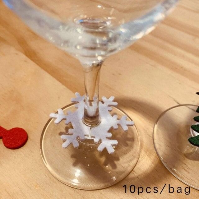 10pcs Felt Wine Cup Glass Ring Card Christmas Home Decoration - Christmas Trees USA
