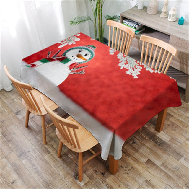 Christmas Printed Decorative Linen Tablecloth Oilproof Thick