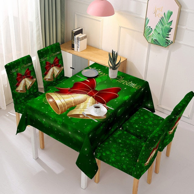 Polyester Rectangular Decoration Dining Table Santa Cover