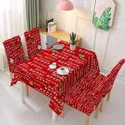 Polyester Rectangular Decoration Dining Table Santa Cover