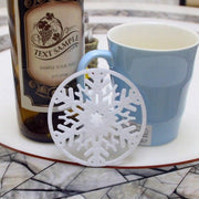 10pcs Noel Round Snowflake Cup Mat Pads - Christmas Trees USA