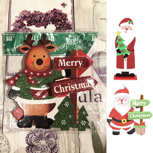 Merry Christmas Wooden Desktop Santa Claus Elk Ornaments