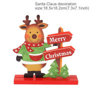 Merry Christmas Wooden Desktop Santa Claus Elk Ornaments