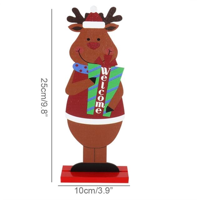 Merry Christmas Wooden Desktop Santa Claus Elk Ornaments