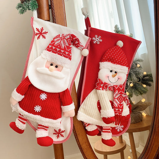 Knit Christmas Stockings Snowman Santa Xmas