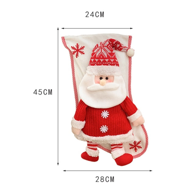 Knit Christmas Stockings Snowman Santa Xmas