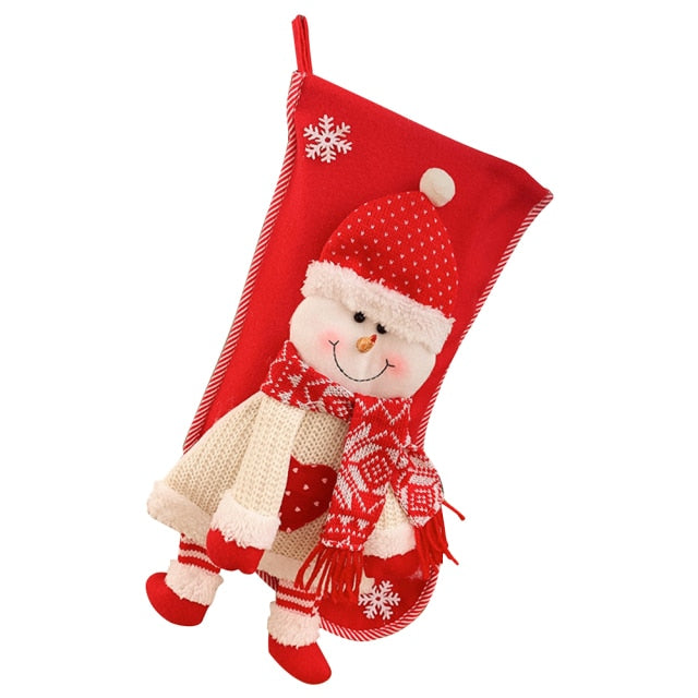 Knit Christmas Stockings Snowman Santa Xmas