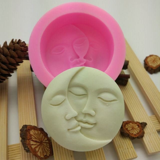 Sun With  Moon Silicone Mold Fondant Candle Aroma Stone