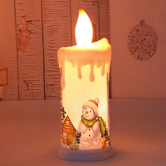 LED Merry Christmas Candle Decorations For Home Simulation Flame Sticker on it