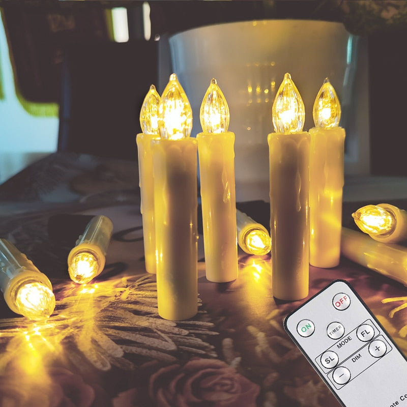 Remote Controlled Flameless Plastic Candle For Christmas