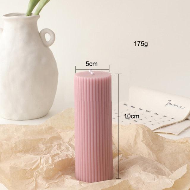 Vertical Striped Green Pillar Candles Dinner
