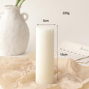 Vertical Striped Green Pillar Candles Dinner