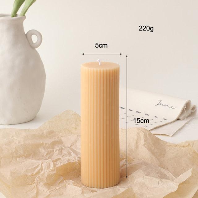 Vertical Striped Green Pillar Candles Dinner