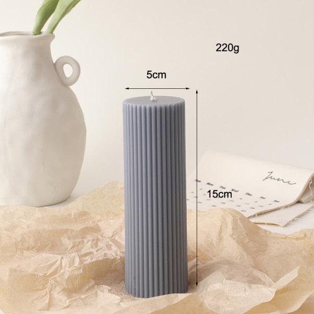 Vertical Striped Green Pillar Candles Dinner