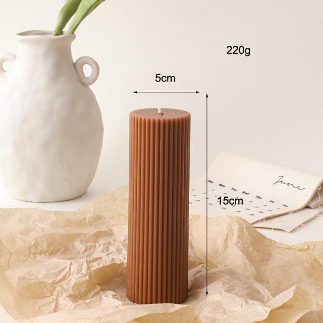 Vertical Striped Green Pillar Candles Dinner