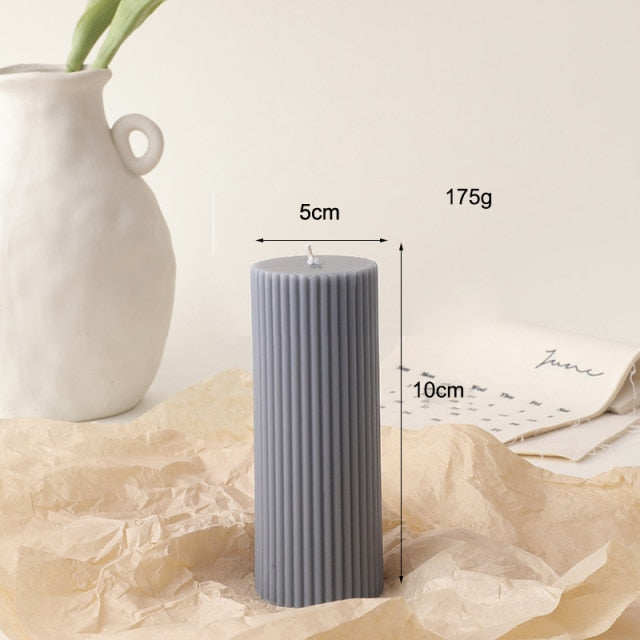 Vertical Striped Green Pillar Candles Dinner